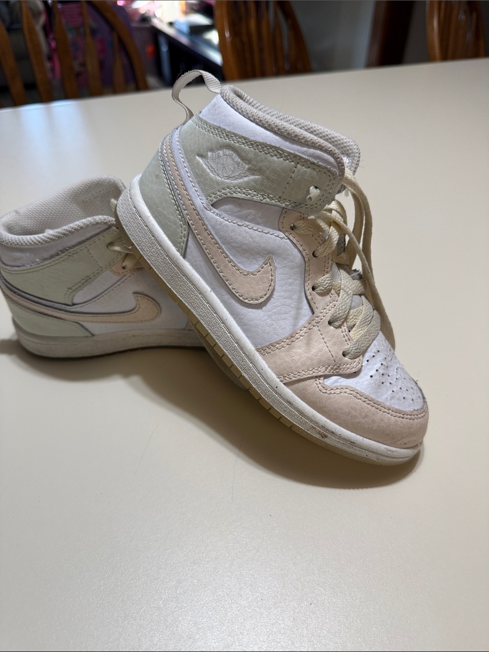 Jordan Kids Mid-Top Sneakers in White and Beige